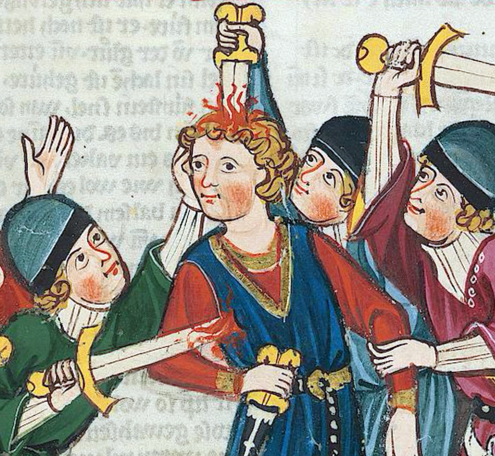 Headstab (minnesinger Reinmar von Brennenberg). Codex Manesse (Große Heidelberger Liederhandschrift), Zürich, ca. 1304. Universitätsbibliothek Heidelberg, Cod. Pal. germ. 848, fol. 188r.
#medieval #MedievalArt