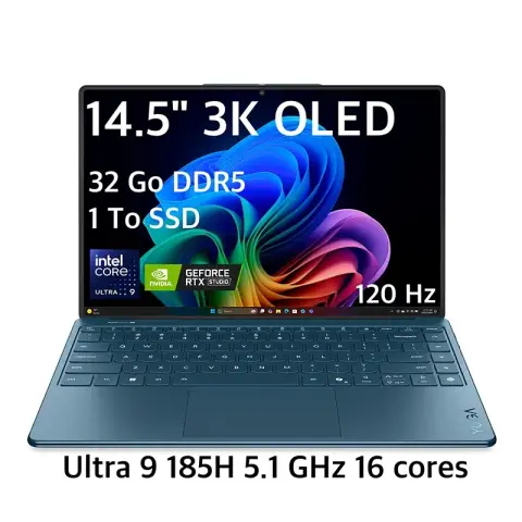 Ordinateur portable Lenovo Yoga Pro 7 14IMH9 avec processeur Intel Core Ultra 9 185H, RTX 4060, écran OLED 14″ 3K et 32 Go DDR5.

