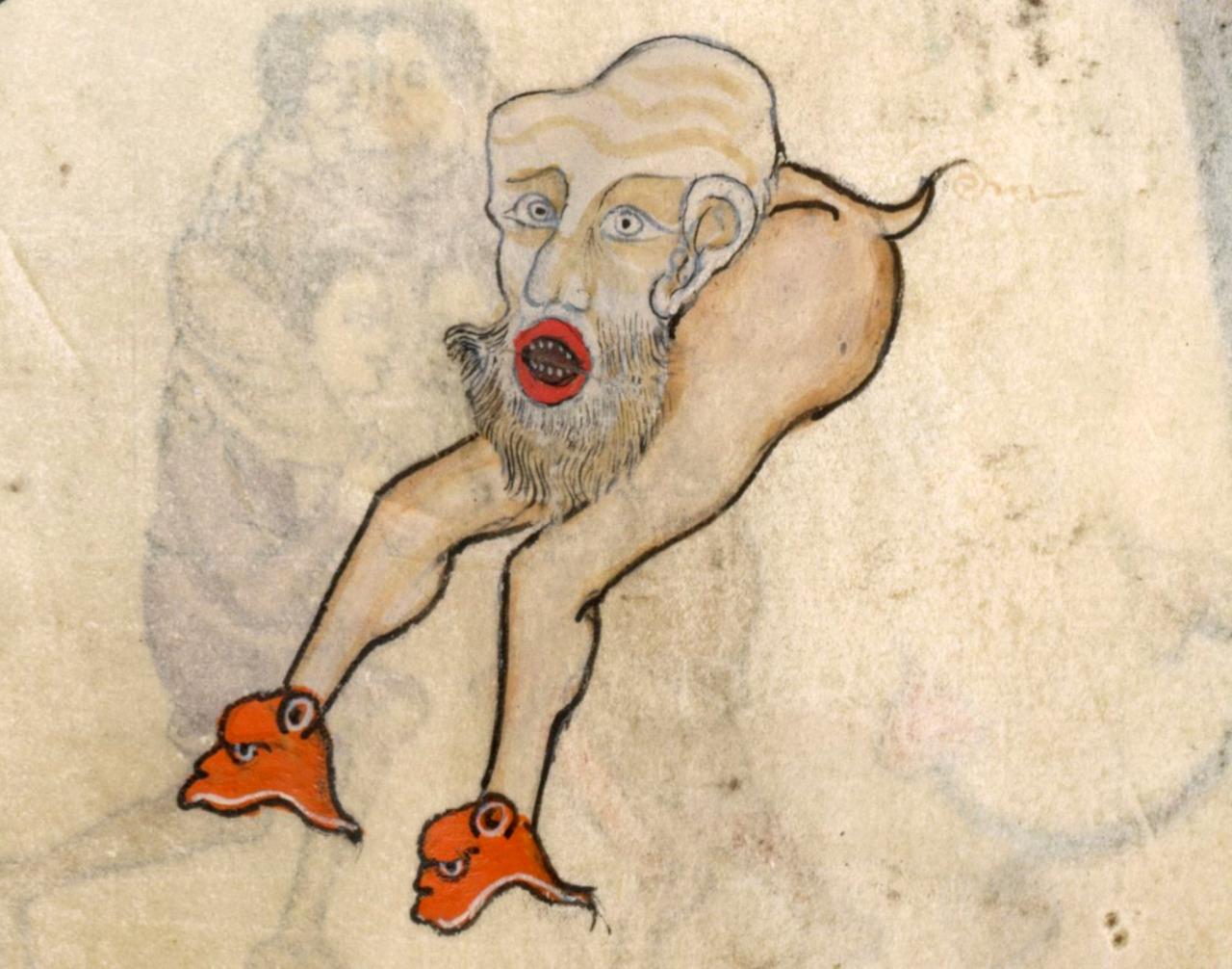 Cephalopod. Luttrell Psalter, England ca. 1325-1340. British Library, Add 42130, fol. 62v. #medieval #MedievalArt