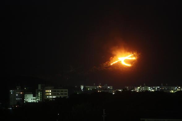 The Hidari Daimonji Gozan-no-Okuribi alight on August 16th.