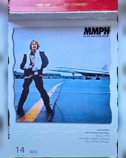 Abreißtageskalender von seltmann mit dem Kalenderblatt des Vinyl-Covers der LP "More Miles Per Hour" (1979) von John Miles