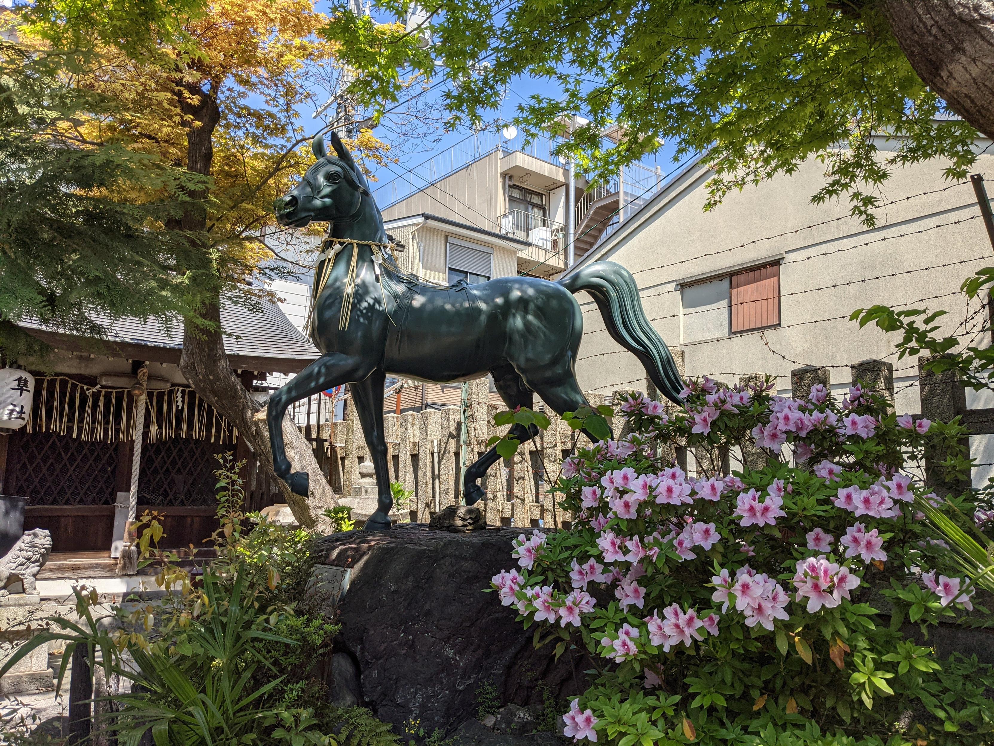 Statues of horses are a common sight in shrines. They were once gifted as offerings (in some cases as specific prayers from rain or fine weather).