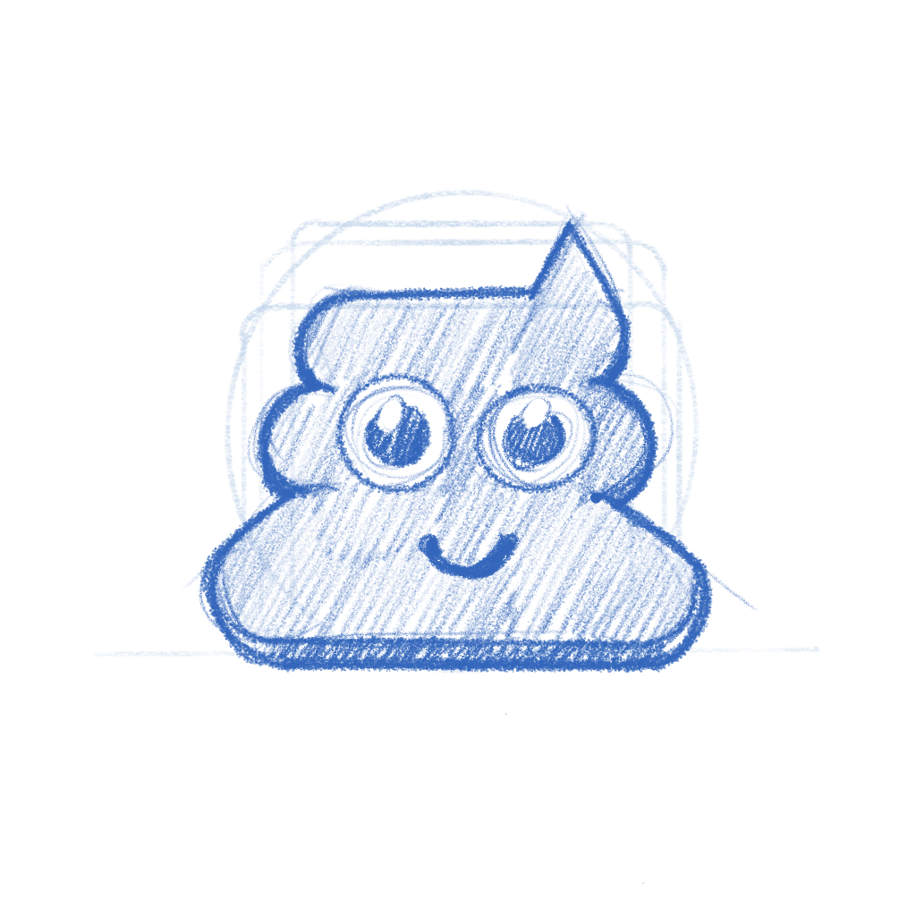 App icon sketch: GNURD. antromorphized turd is quite something to sketch.