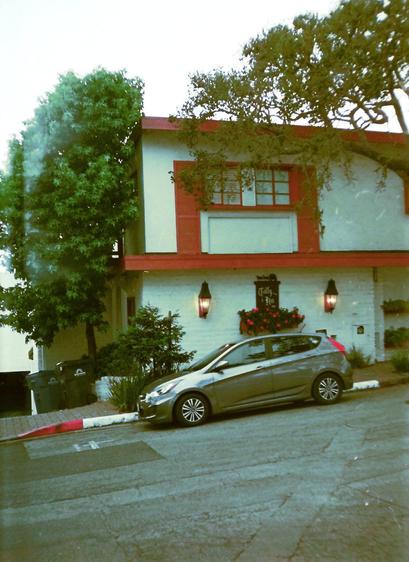 Car on angled road