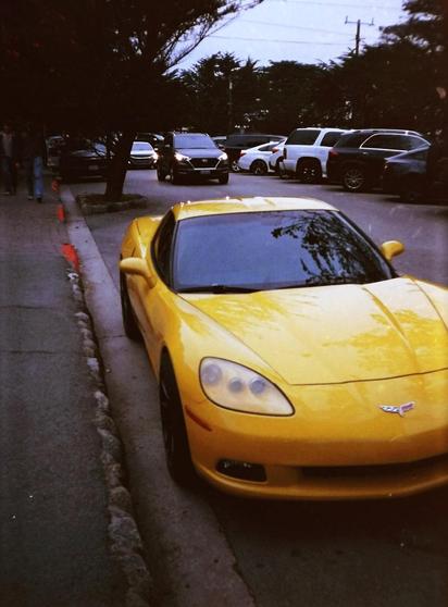 Yellow car in evening Carmel