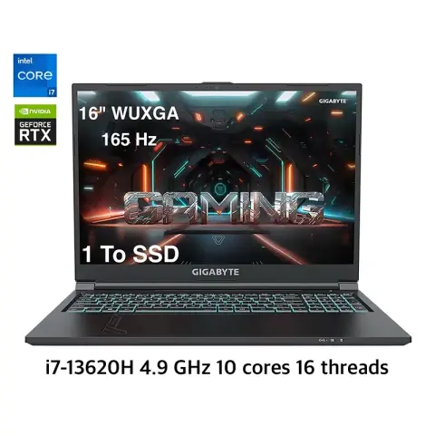 Gigabyte G6 16 – PC portable gamer avec Intel Core i7-13620H, RTX 4060, écran 16 pouces 165 Hz