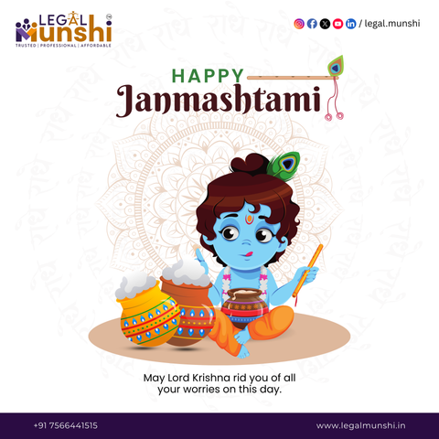 “Beautiful Janmashtami celebration with Lord Krishna’s idol decorated with flowers, peacock feathers, butter pot, and vibrant lights, symbolizing joy, devotion, and prosperity.”