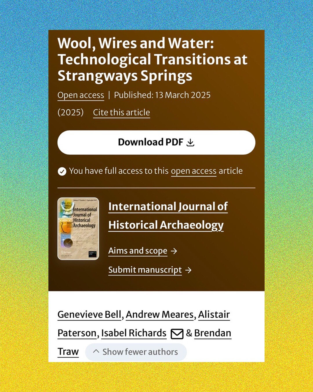 Wool, wires and water: technological transitions at Strangways Springs