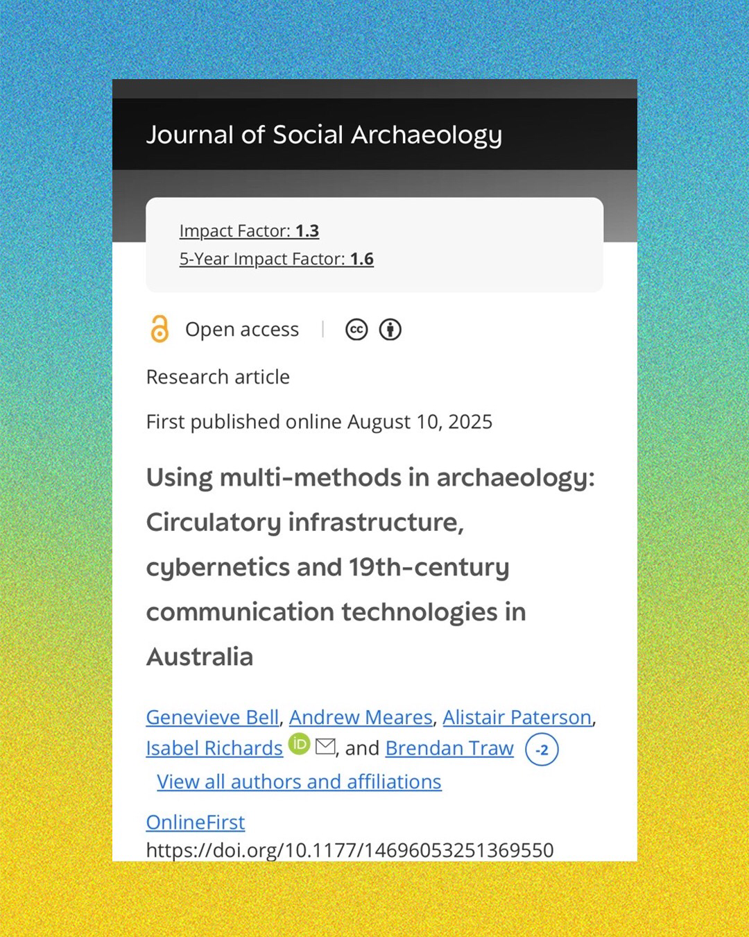 Using multi-methods in archaeology: Circulatory infrastructure, cybernetics, and 19th-century communication technologies in Australia