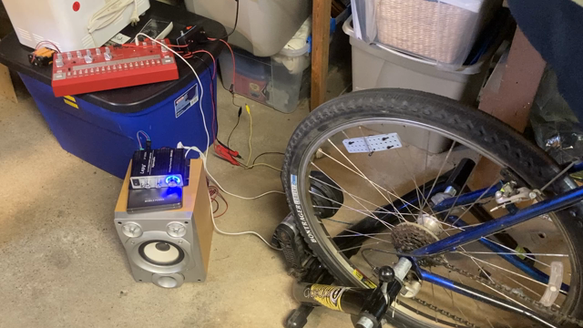 A drum sequence triggered by riding a bike.