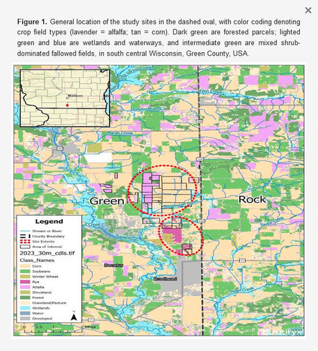 Figure showing map illustrating study area somewhat south of Madison, Wisconsin
