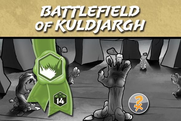 Teaser image for the nighttime variant of the Battlefield of KuldJargh - an adventure location from the Location Lexicon created for you for free by IonQuest Games. 