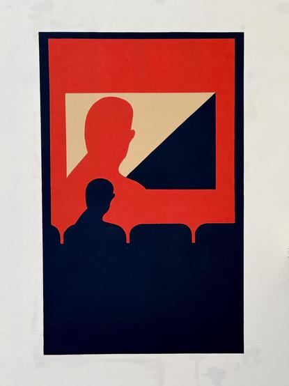 A close up on the “poster”. Maybe the silhouette is a mitten?
