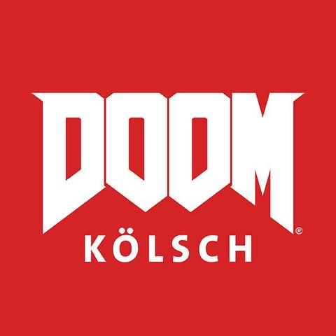 Parody of the Dom Kölsch logo. Instead, it reads Doom Kölsch.