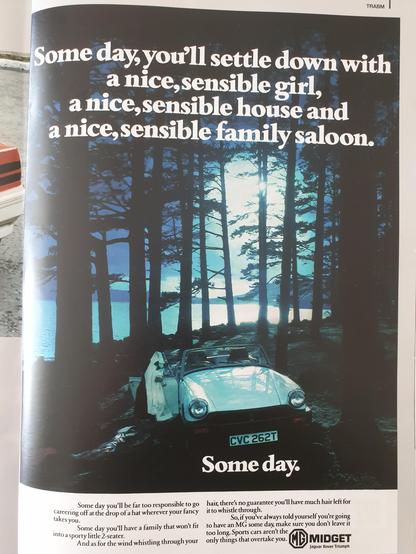 A period ad for the MG Midget, reproduced in the March/April edition of the Classic Retro Modern car magazine.