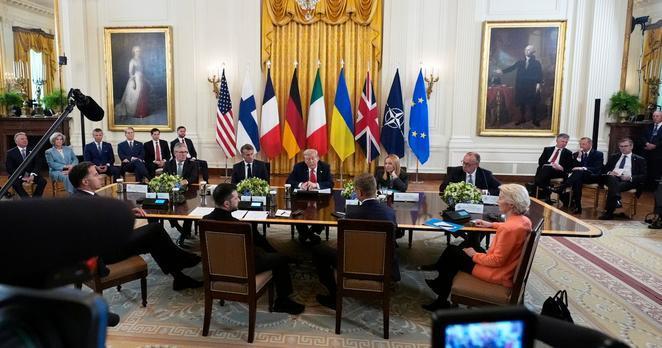White house meeting with various EU leaders, Zelensky and Trump.