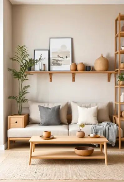 Japanese minimalism with Scandinavian functionality to create warm, elegant interiors