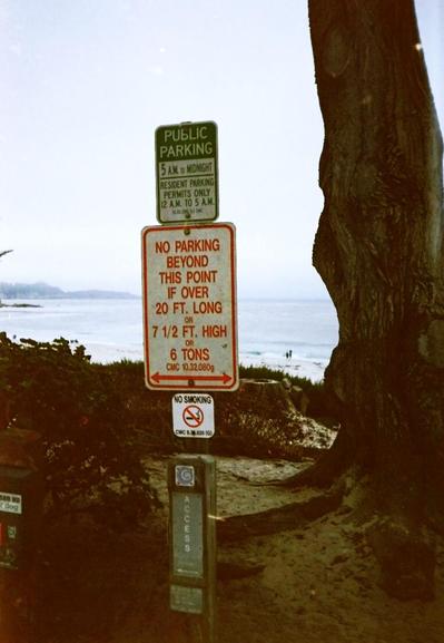Parking sign on Carmel beach
