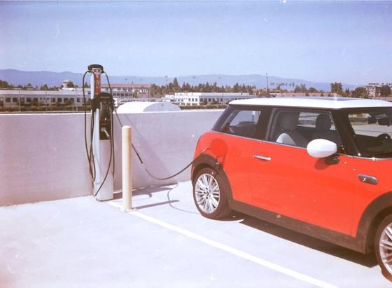 Red car charging