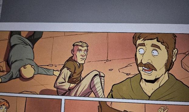 Photo of an unfinished comic panel.