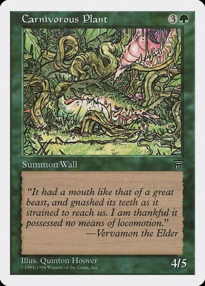 Card Name: Carnivorous Plant
Set: Anthologies
Description: Defender
Artist: Quinton Hoover