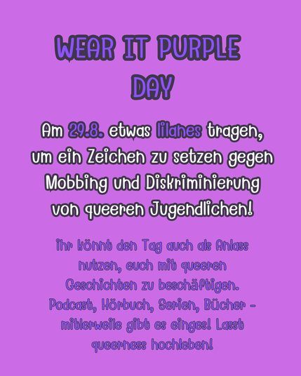 Freitag ist wear it purple day!