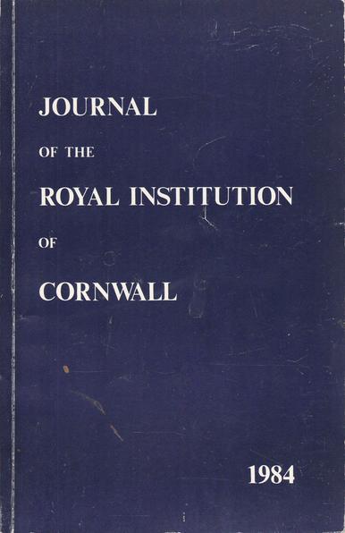 The front cover of the Journal of the Royal Institution of Cornwall, New Series, Vol IX, Part 3 for 1984. Plain dark blue with title in white.
