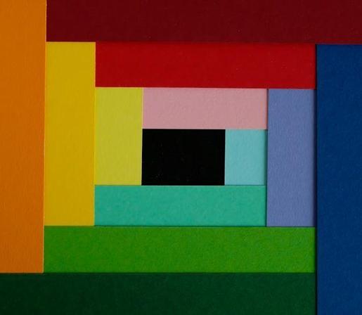 Layered colors with a black center.