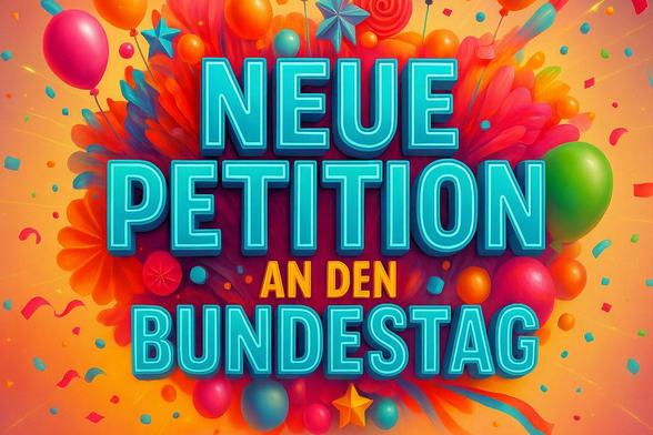 Bunte, festliche Darstellung mit Ballons, Konfetti, Schleifen und leuchtenden Farben. Das Wort NEU in Blau und Gelb stehen im Mittelpunkt, umgeben von strahlenden Dekorationen wie Sternen, Blüten und Luftschlangen. Der Hintergrund ist hell und voller Dynamik, was eine fröhliche, energiegeladene Stimmung erzeugt. (KI-Grafik)