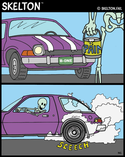 Skelton makes his own fun, paints speed stripes on his Pacer and burns some rubber.