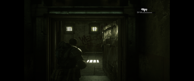 A 16:9 reference screenshot of the first gameplay scene of Gears of War: Ultimate Edition.