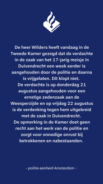 Reactie van politie amsterdam op leugen Wilders