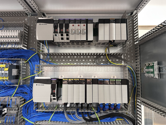 Allen Bradley PLC in control panel rack 