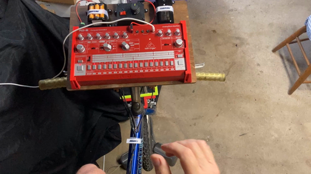 Video of a drum machine tempo being controlled by pedaling a bike.
