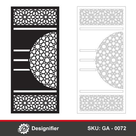 Arabesque Lines Door DXF GA0072, CDR SVG File For Laser, And Plasma Cut