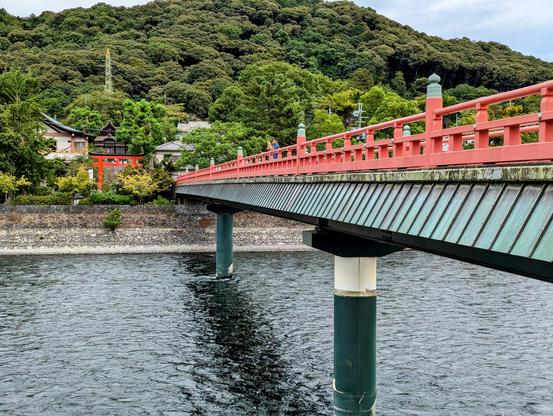 Uji's distinctive red Asagiri Bridge.