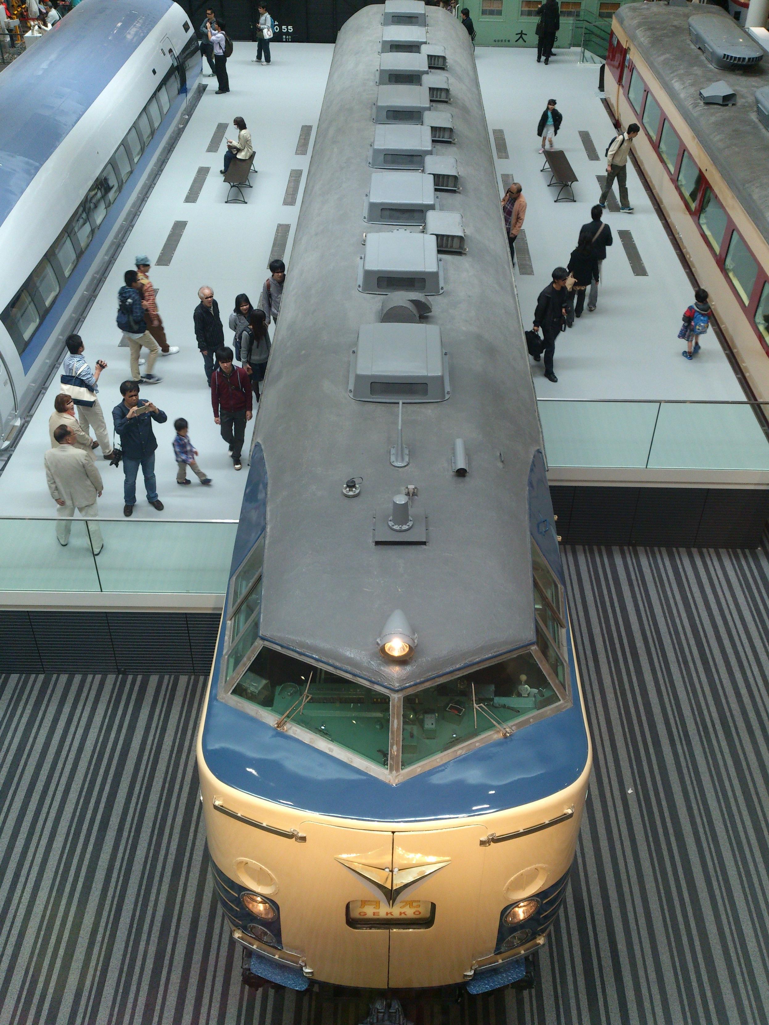 Trains on display in Kyoto Railway Museum.
