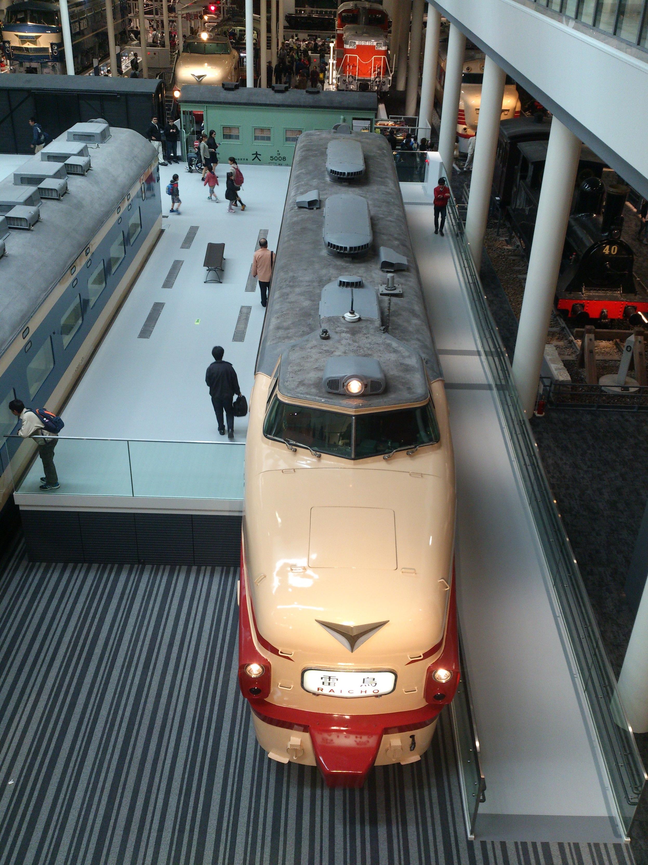 Trains on display in Kyoto Railway Museum.