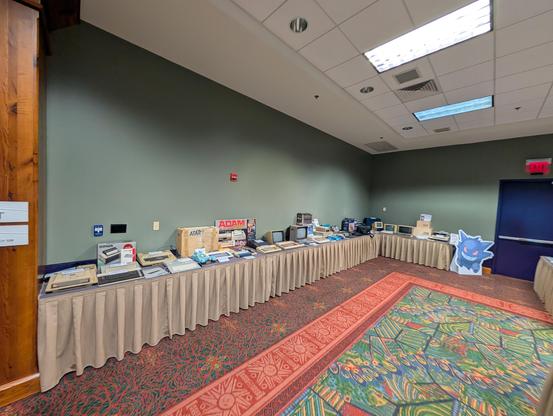 An exhibit showing a collection of computers through history