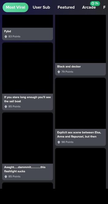 Screenshot of the Front Page of Imgur: almost all posts are just black image.