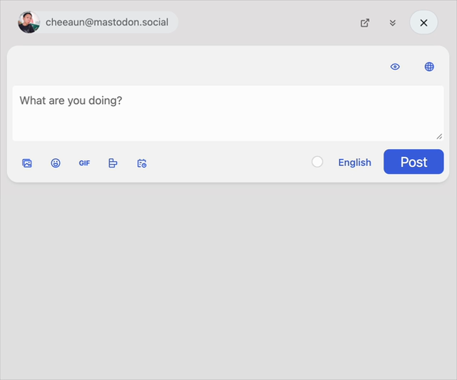 Demo of inserting custom emojis inside content warning fields and poll fields in the composer on Phanpy.