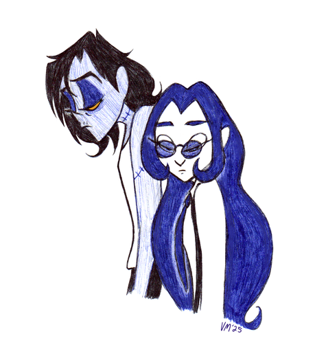 Maury Frankenstein and Riley Sawyer looking melancholy and pensive, Maury looking offscreen and Riley looking towards the viewer.