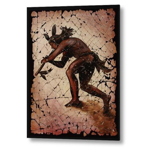 
A crackled melody, Echoes from an ancient time, The flute's song takes flight.
Abstract painting of Kokopelli playing a flute, featuring a highly detailed crackled fresco effect in warm, earthy colors.