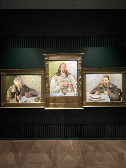 Painting by Jacek Malczewski triplet of himself portrayed as Jezus and two apostols looking like insurgents 