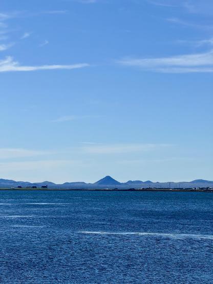 Blue as far as the eye can see, from the sea across tow Keilir mountain and up to the skies