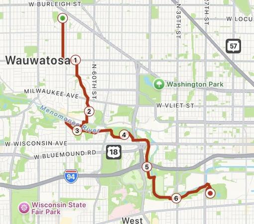 Map of a bike ride.