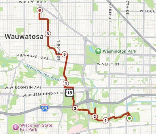 Map of a bike ride.