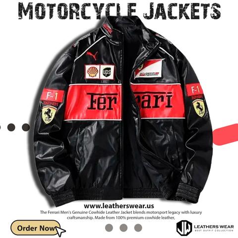 Ferrari Men’s Genuine Cowhide Leather Jacket