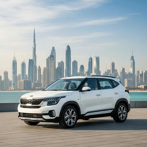 Rent the New White Kia Seltos in Dubai
