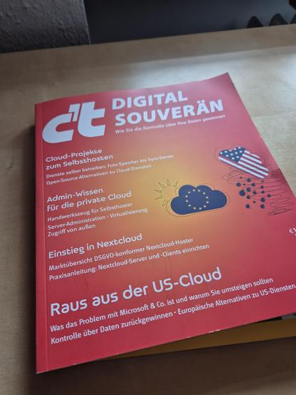 Photo of the german c't  computer magazine.
Special topic: digital souvereignity